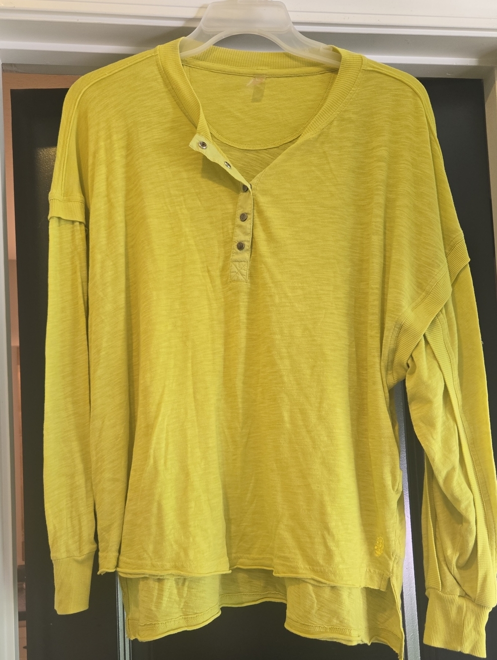 FP Movement by Free People Yellow Long Sleeve Henley Top